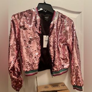 💖Rose Pink Girl’s *Bardot Junior* Sequins Jacket